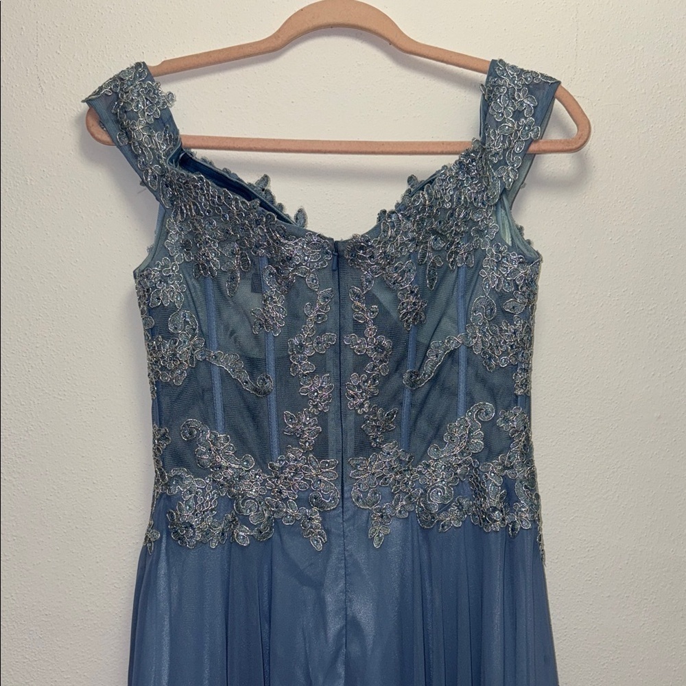 Xscape Light Blue Dress with Silver Embellishments (prom or wedding guest) - Picture 3 of 8